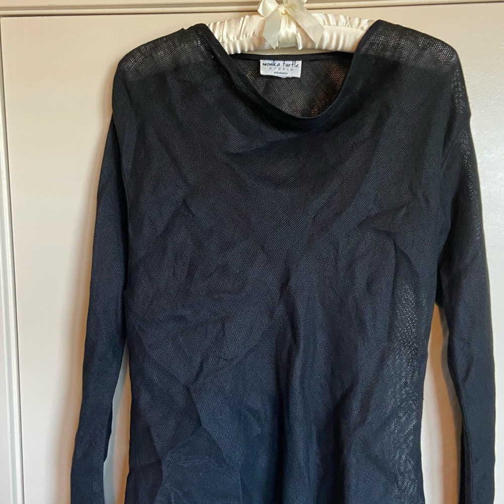 Monika Turtle linen knit mesh shirt